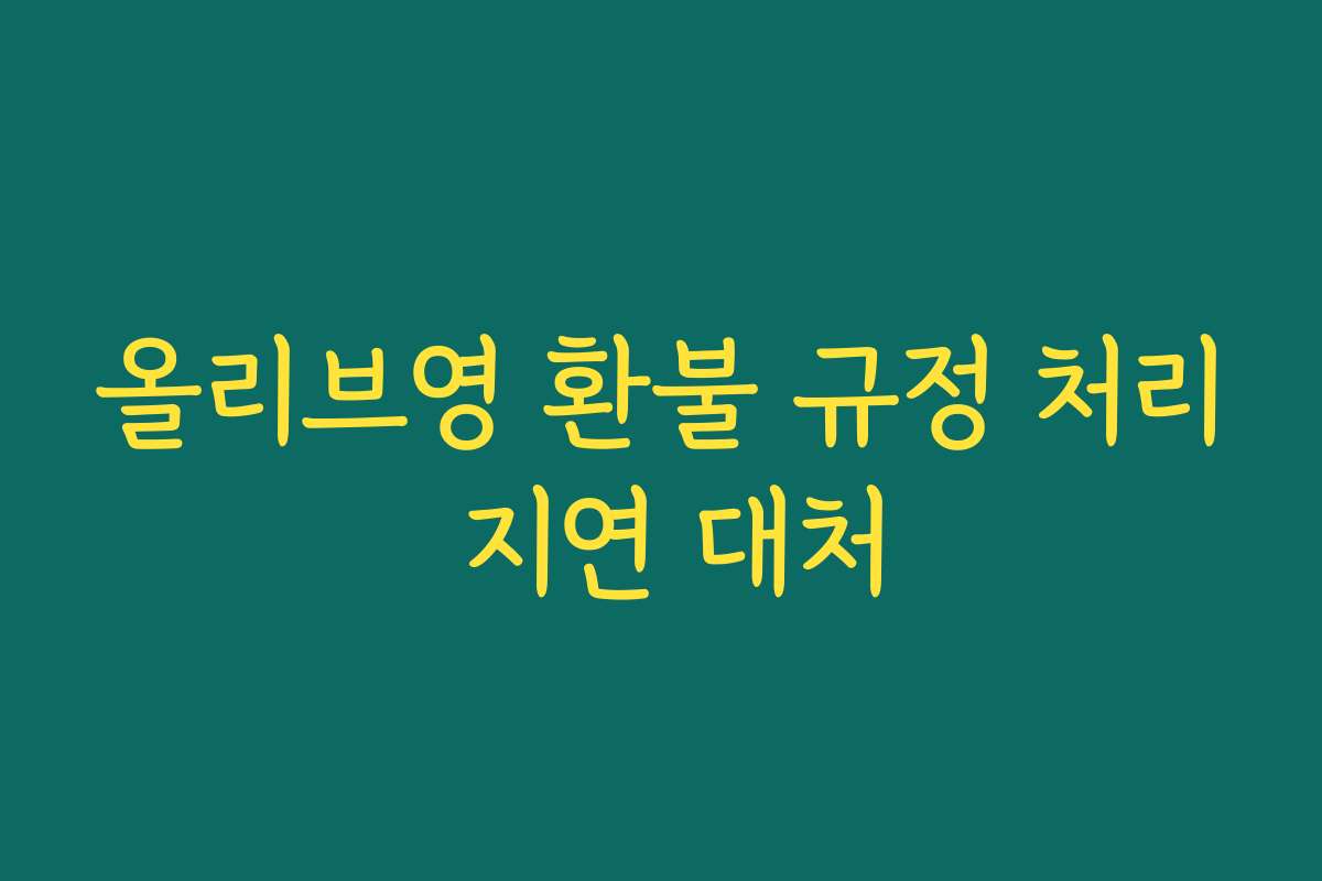올리브영 환불 규정 처리 지연 대처
