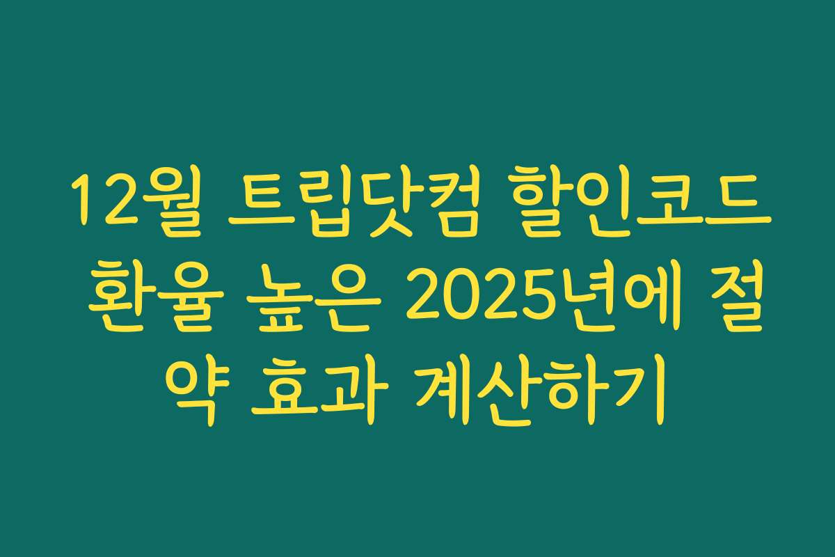 12월 트립닷컴 할인코드 환율 높은 2025년에 절약 효과 계산하기
