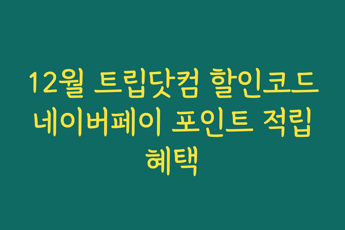 12월 트립닷컴 할인코드 네이버페이 포인트 적립 혜택