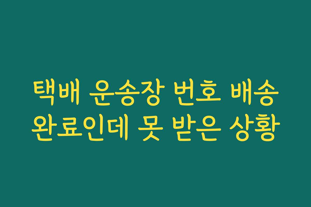 택배 운송장 번호 배송완료인데 못 받은 상황