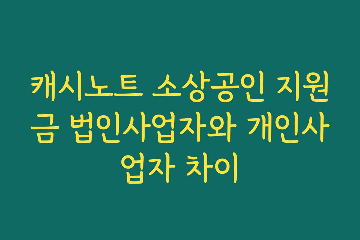 캐시노트 소상공인 지원금 법인사업자와 개인사업자 차이