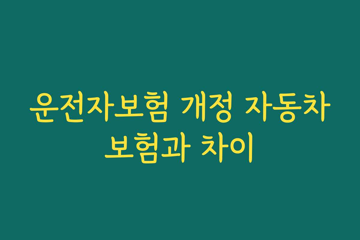 운전자보험 개정 자동차보험과 차이