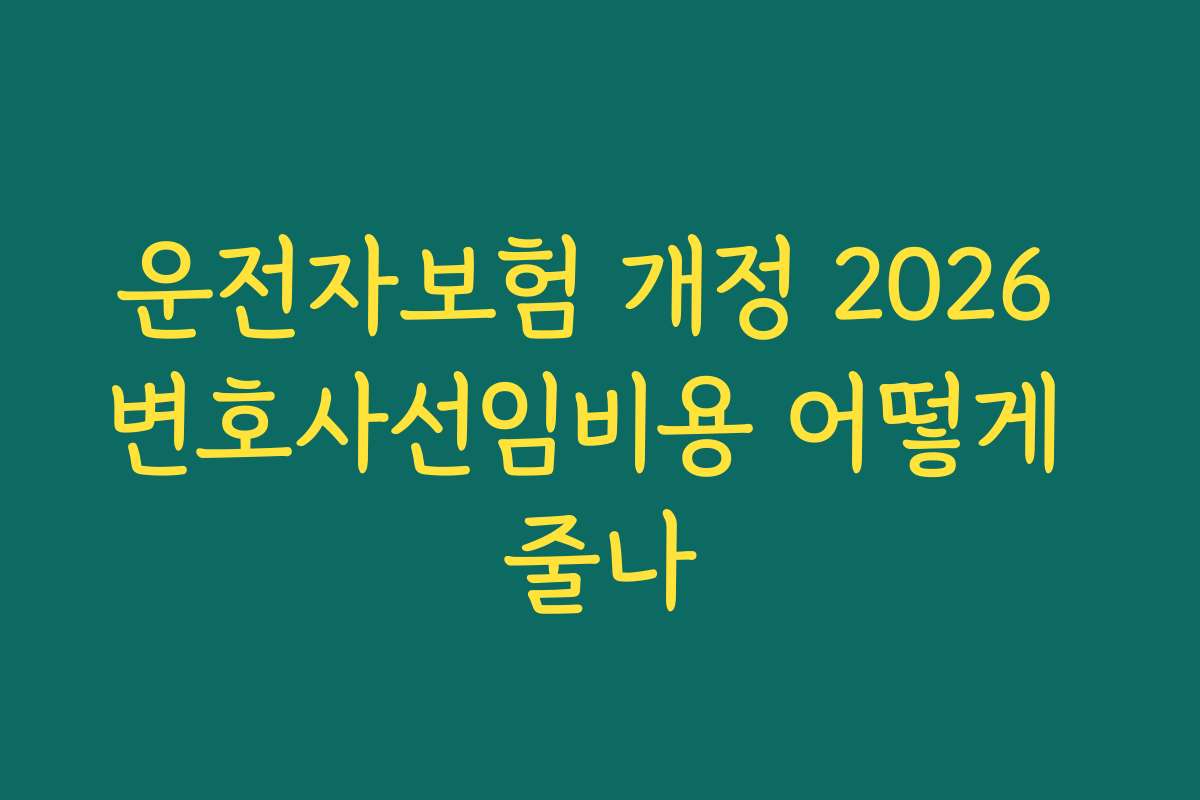 운전자보험 개정 2026 변호사선임비용 어떻게 줄나