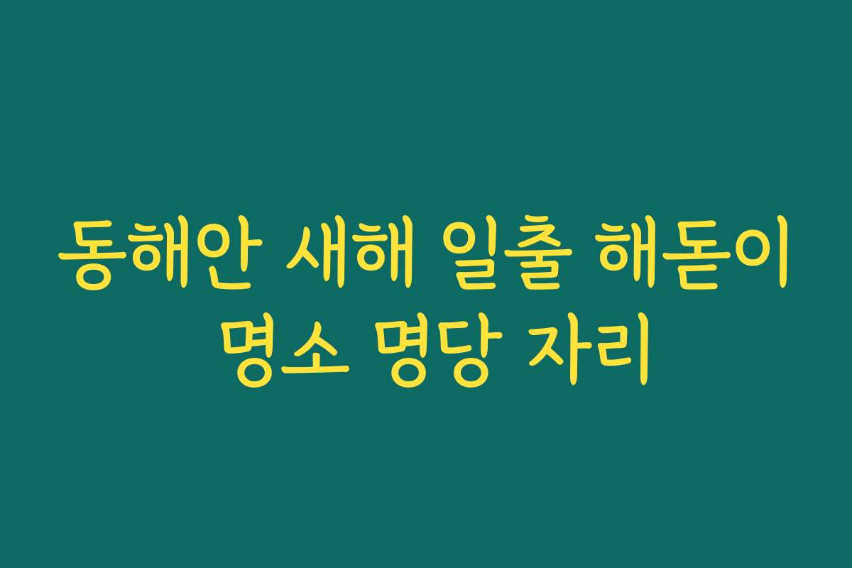 동해안 새해 일출 해돋이 명소 명당 자리