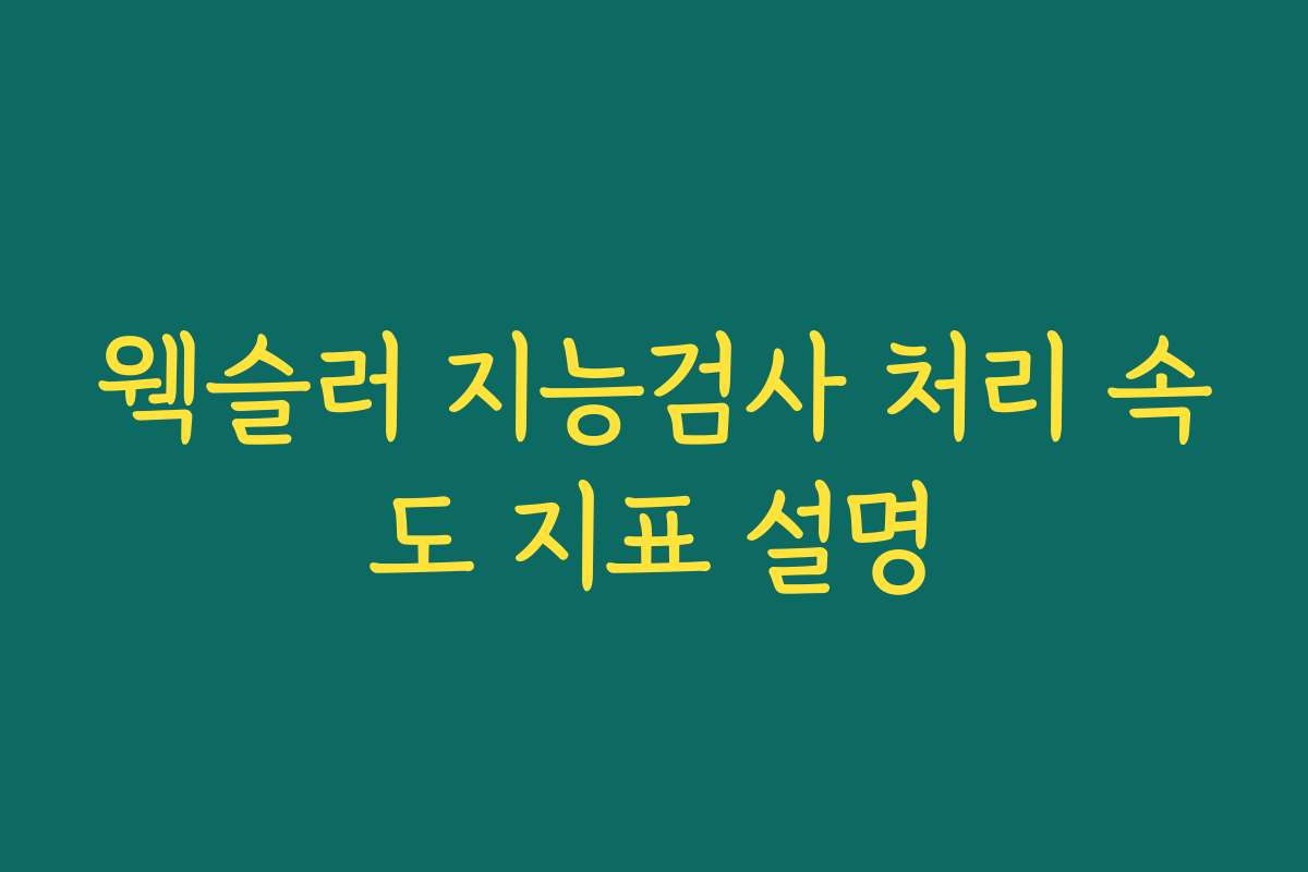웩슬러 지능검사 처리 속도 지표 설명