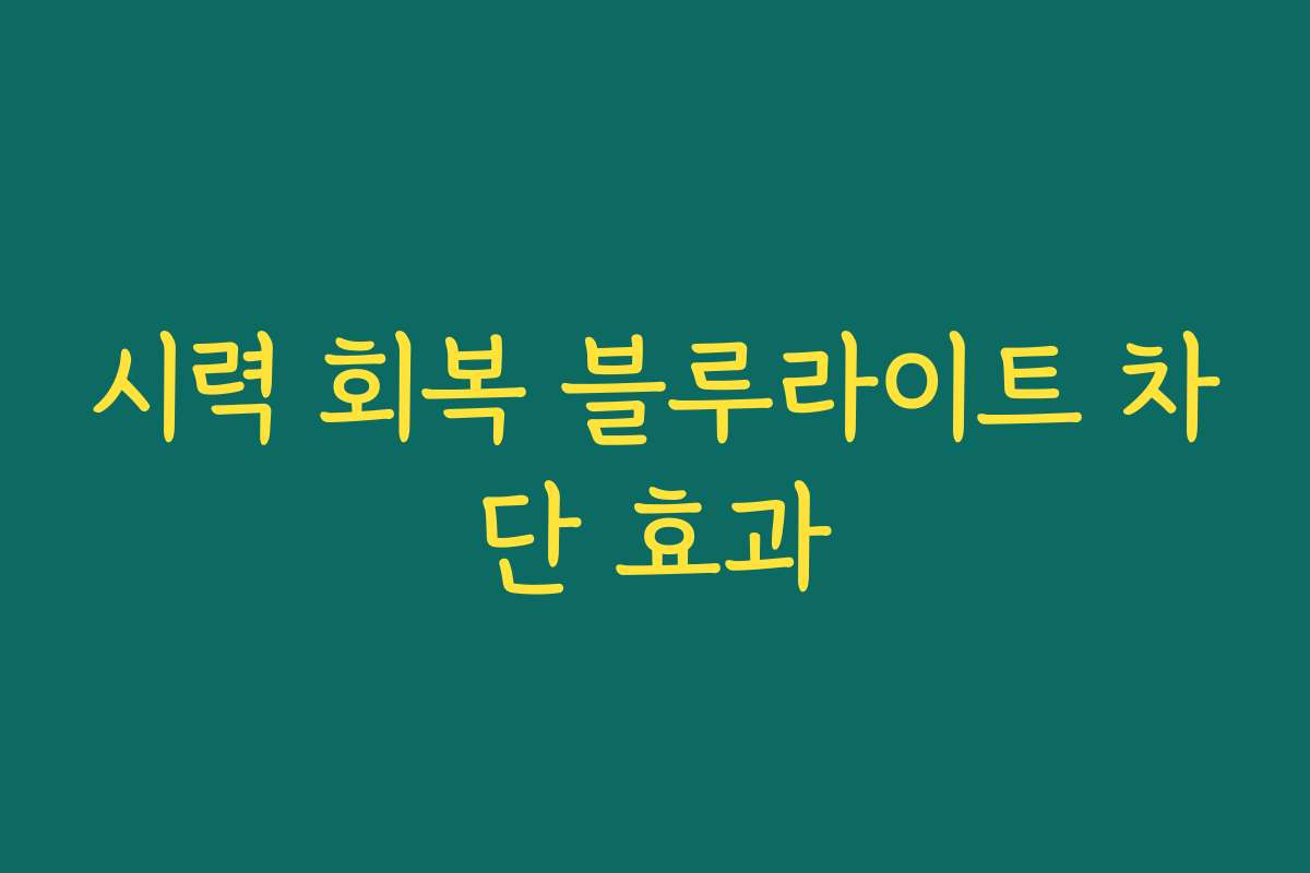 시력 회복 블루라이트 차단 효과