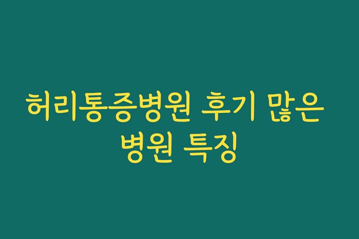 허리통증병원 후기 많은 병원 특징
