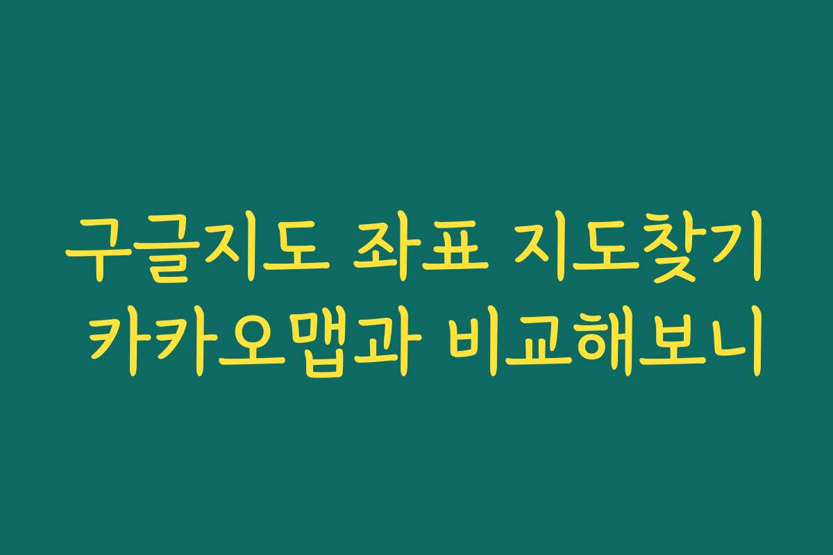 구글지도 좌표 지도찾기 카카오맵과 비교해보니