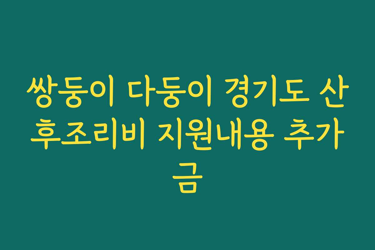 쌍둥이 다둥이 경기도 산후조리비 지원내용 추가금