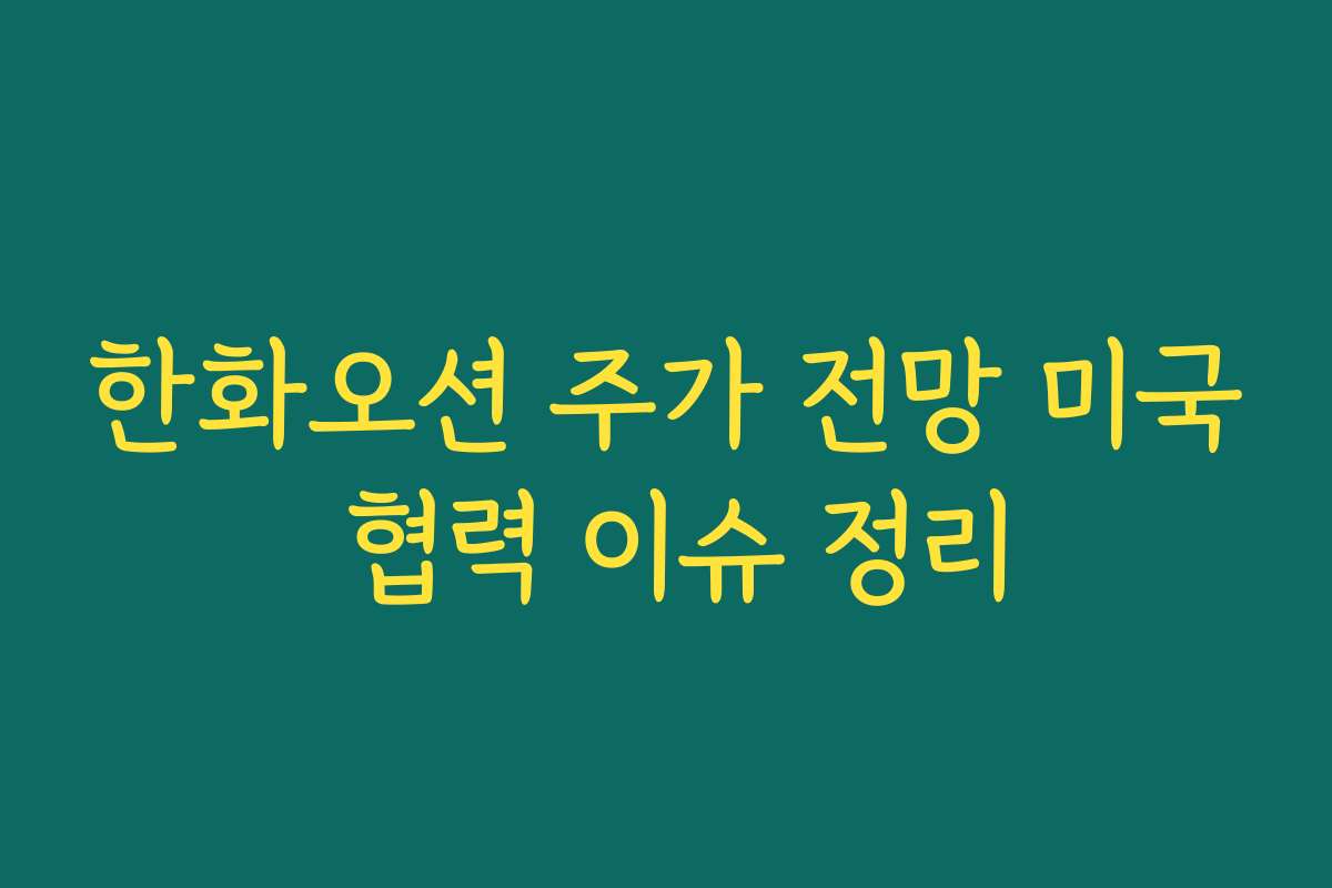 한화오션 주가 전망 미국 협력 이슈 정리