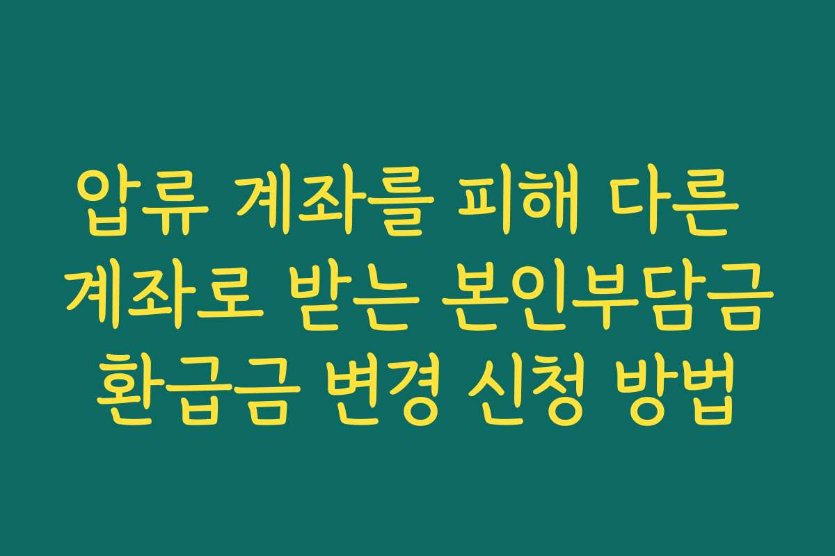압류 계좌를 피해 다른 계좌로 받는 본인부담금환급금 변경 신청 방법