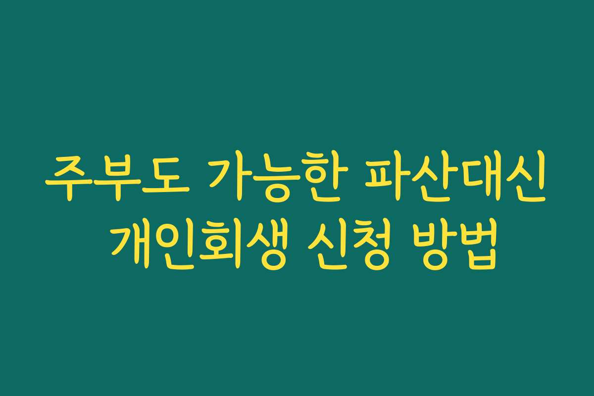 주부도 가능한 파산대신 개인회생 신청 방법