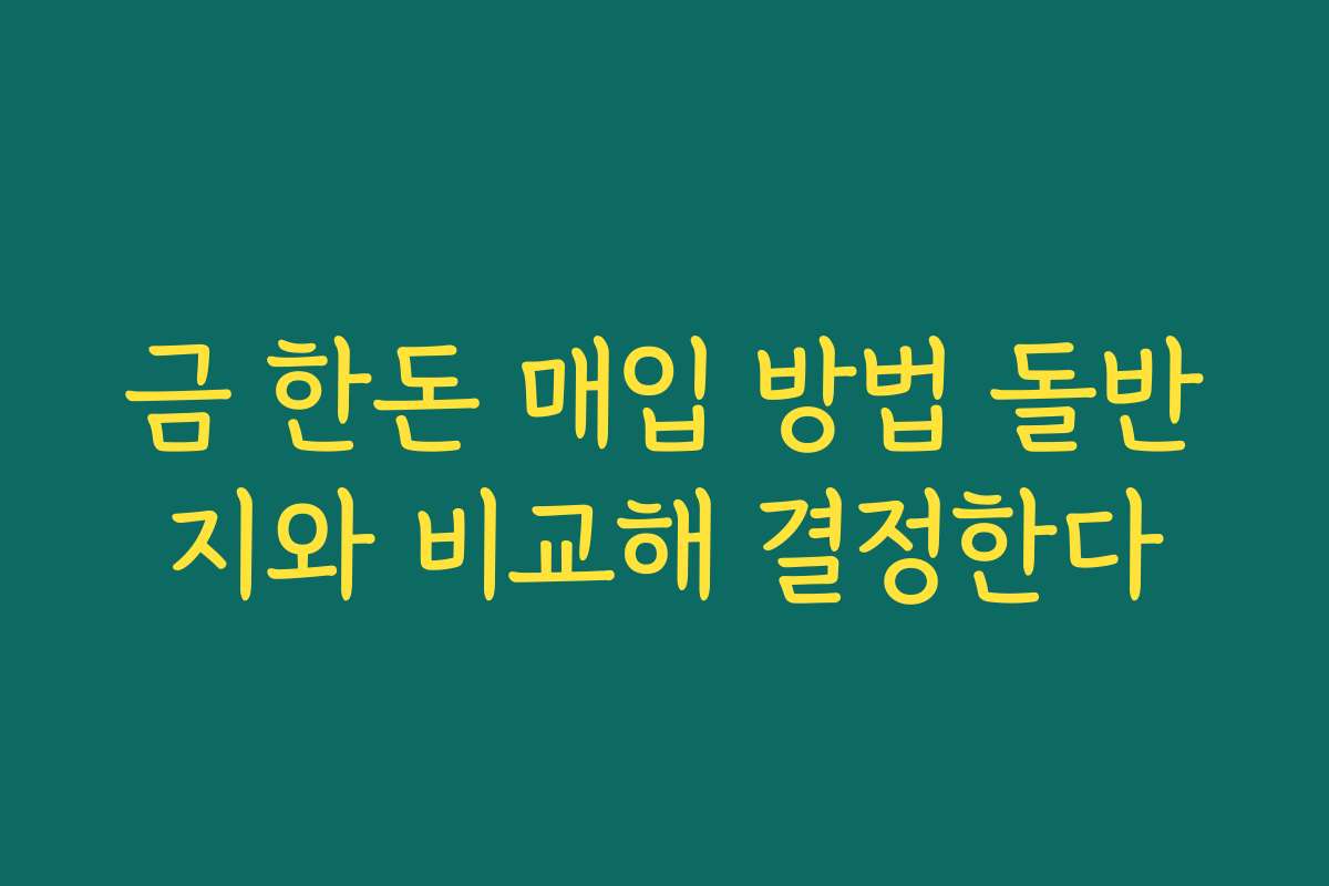 금 한돈 매입 방법 돌반지와 비교해 결정한다