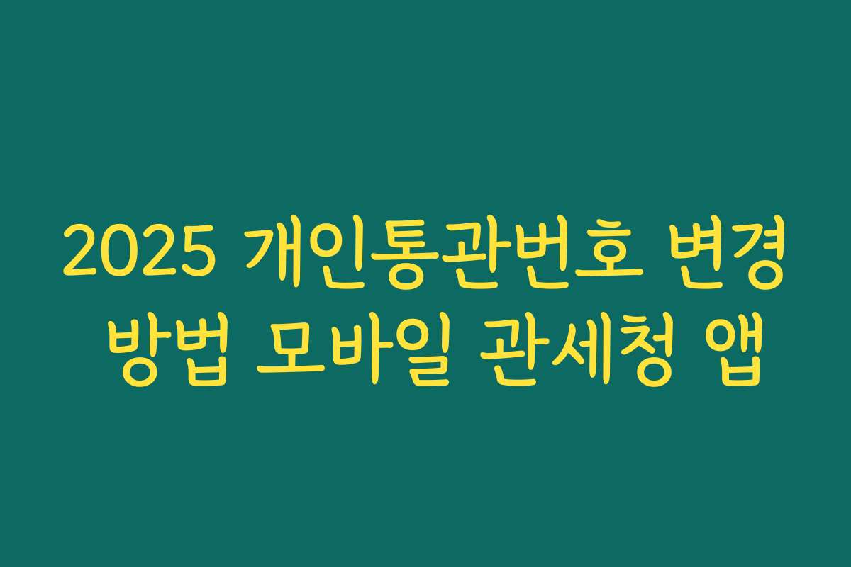 2025 개인통관번호 변경 방법 모바일 관세청 앱