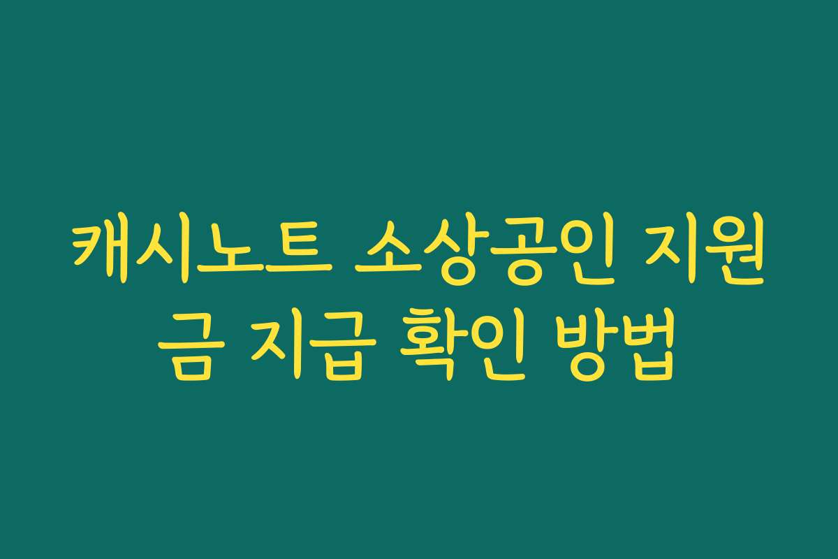캐시노트 소상공인 지원금 지급 확인 방법