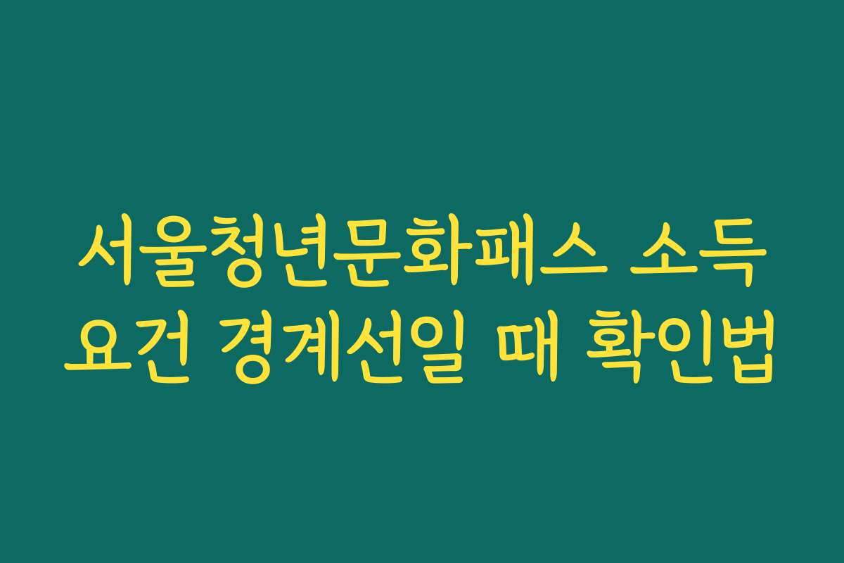 서울청년문화패스 소득요건 경계선일 때 확인법