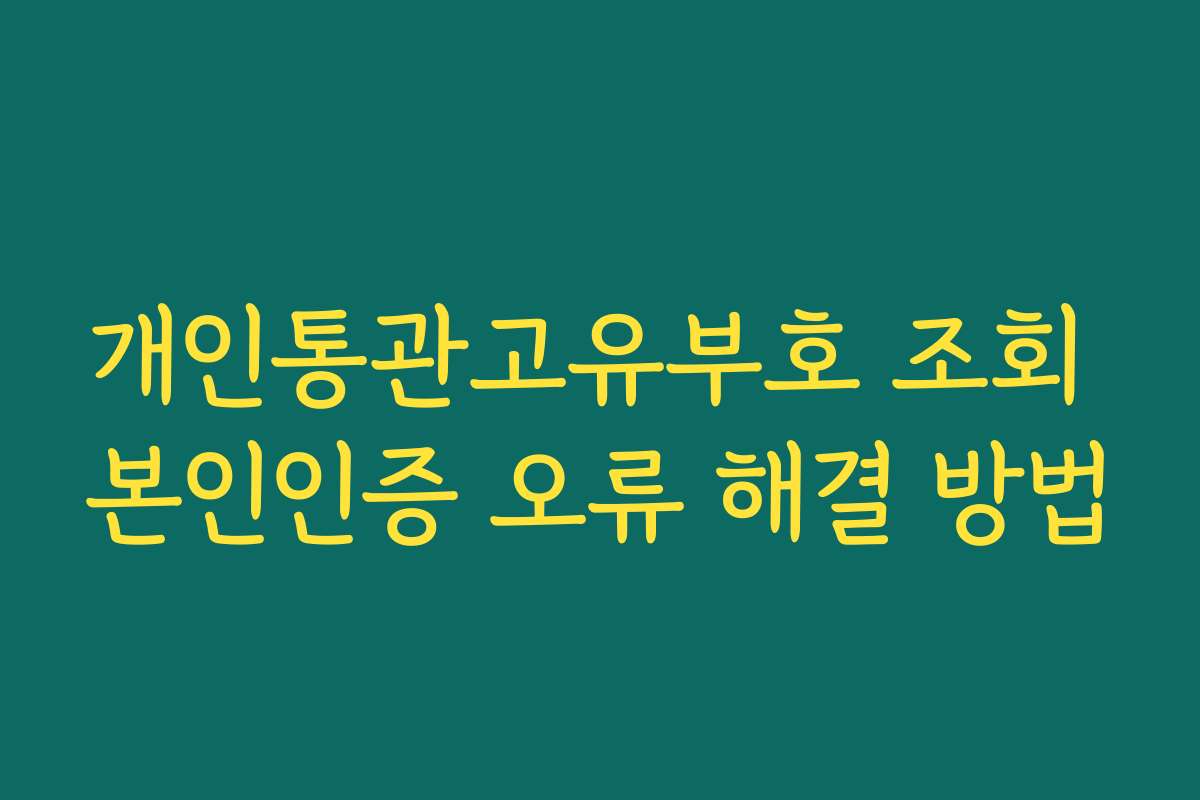 개인통관고유부호 조회 본인인증 오류 해결 방법