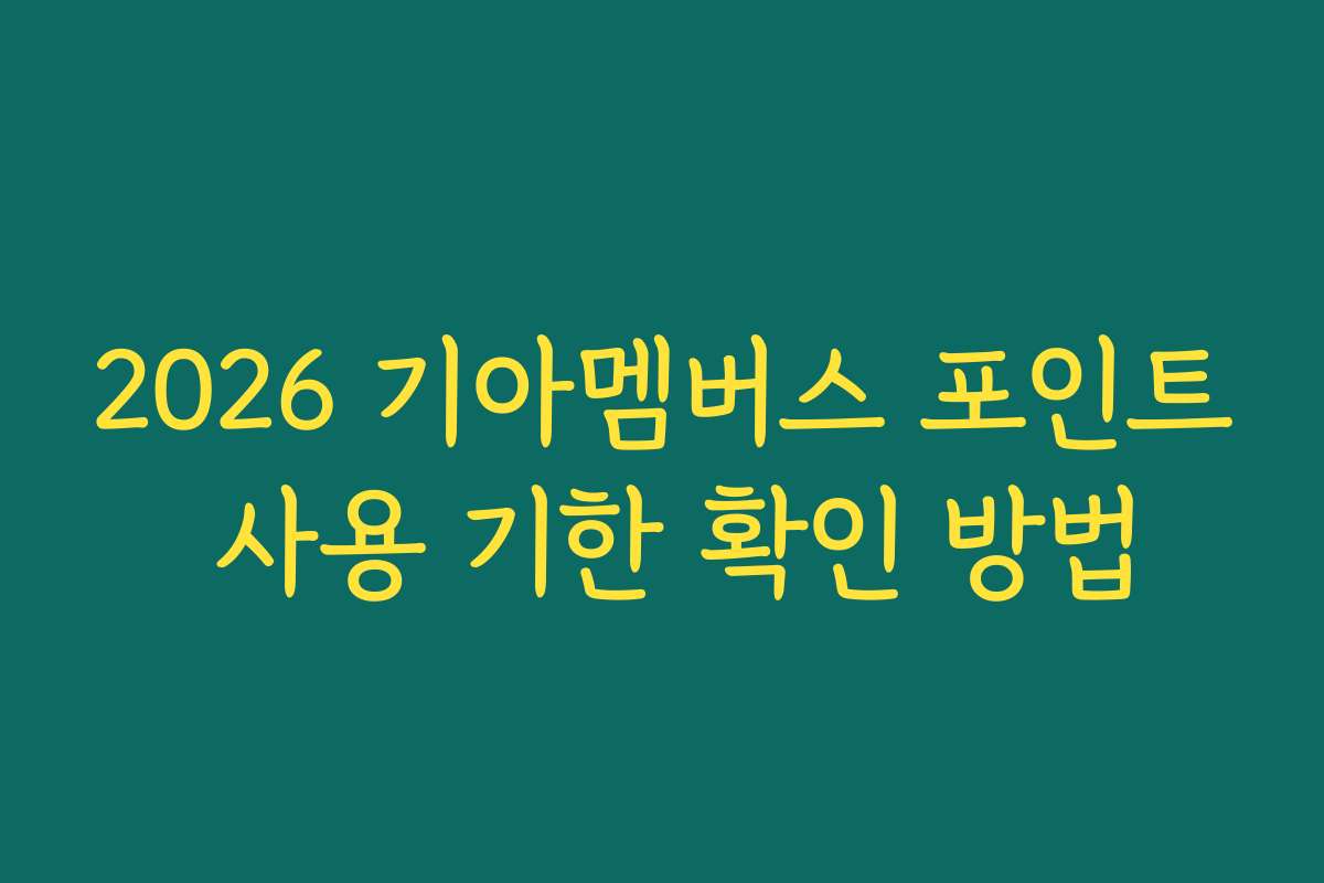 2026 기아멤버스 포인트 사용 기한 확인 방법