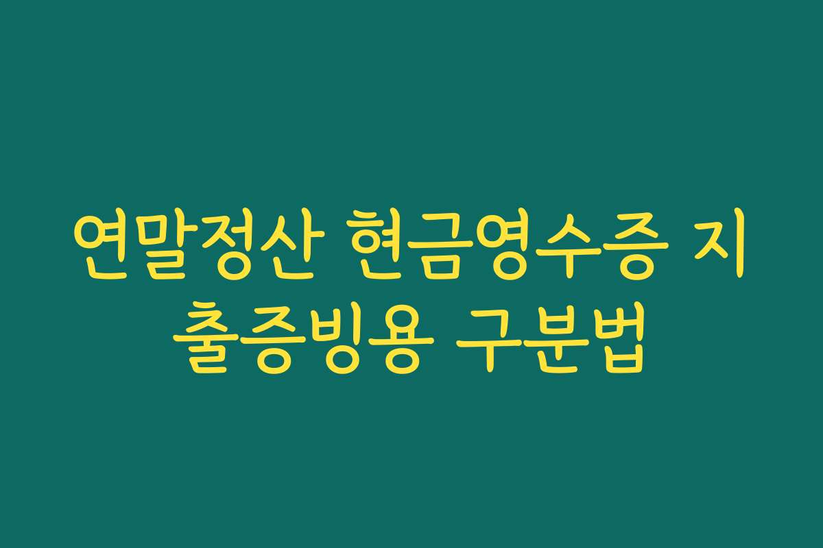 연말정산 현금영수증 지출증빙용 구분법