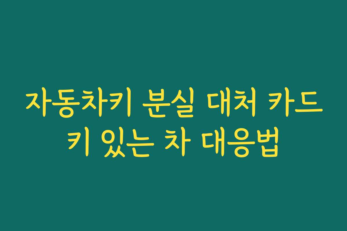 자동차키 분실 대처 카드키 있는 차 대응법