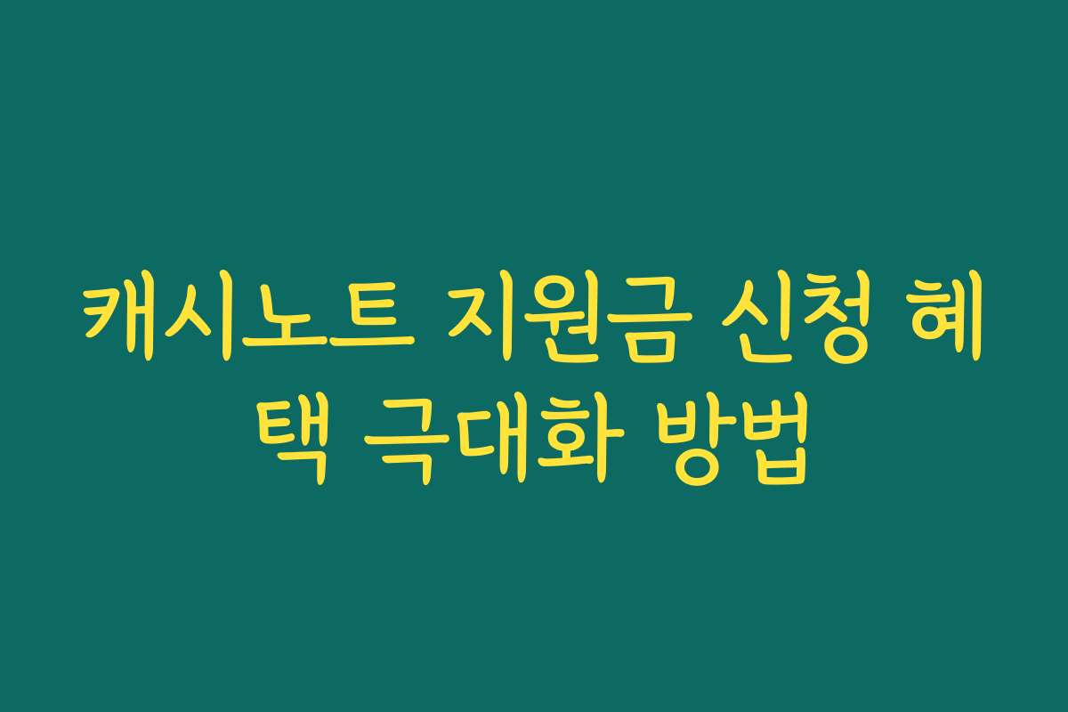 캐시노트 지원금 신청 혜택 극대화 방법