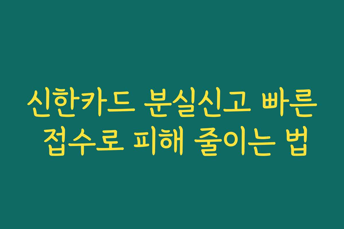 신한카드 분실신고 빠른 접수로 피해 줄이는 법