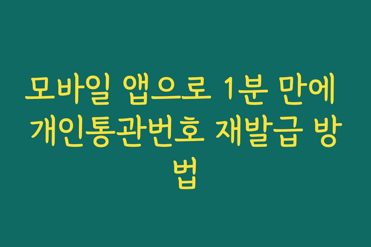 모바일 앱으로 1분 만에 개인통관번호 재발급 방법