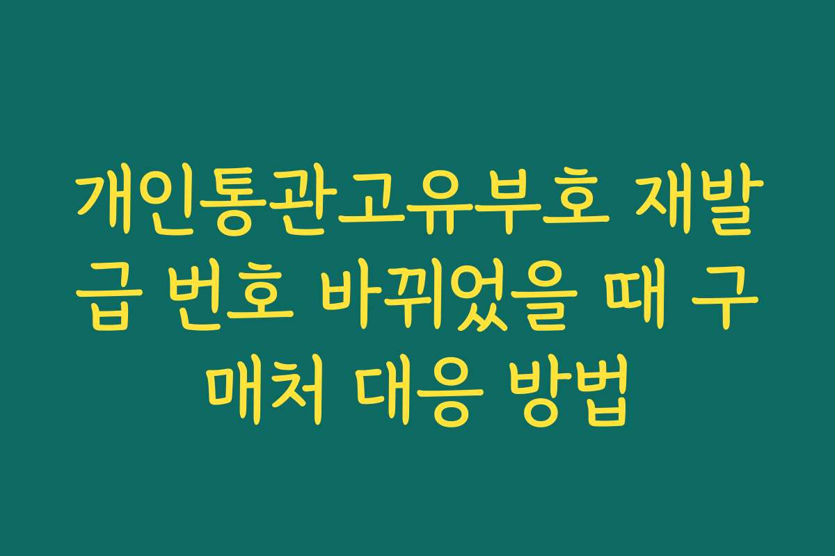 개인통관고유부호 재발급 번호 바뀌었을 때 구매처 대응 방법