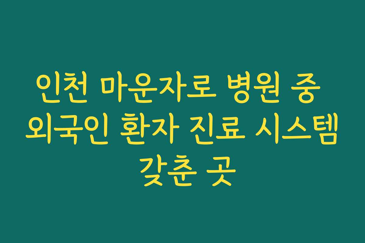 인천 마운자로 병원 중 외국인 환자 진료 시스템 갖춘 곳