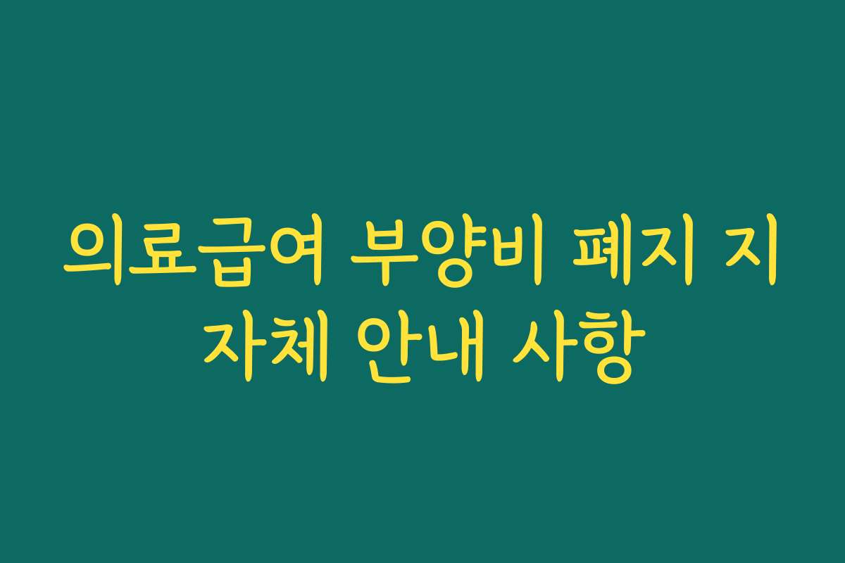 의료급여 부양비 폐지 지자체 안내 사항