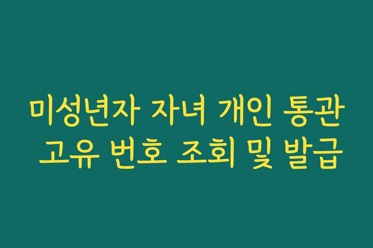 미성년자 자녀 개인 통관 고유 번호 조회 및 발급