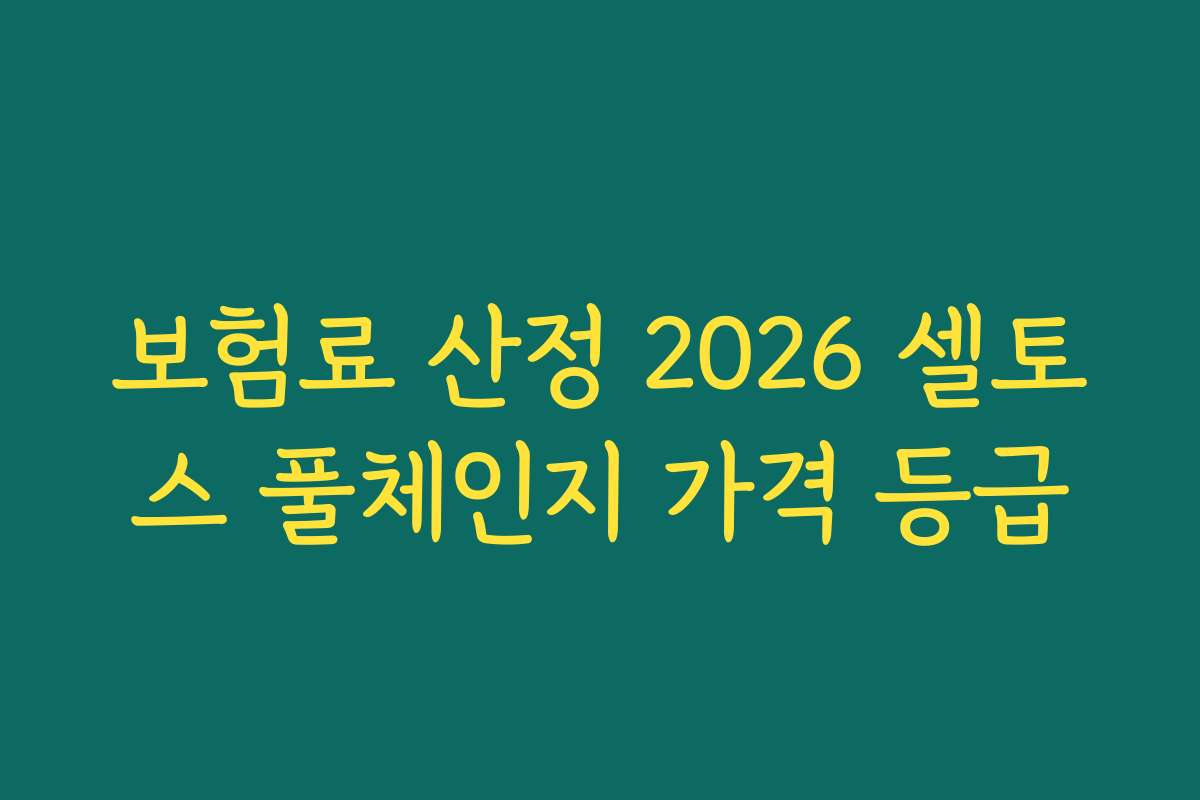 보험료 산정 2026 셀토스 풀체인지 가격 등급 보험료 산정 2026 셀토스 풀체인지 가격 등급