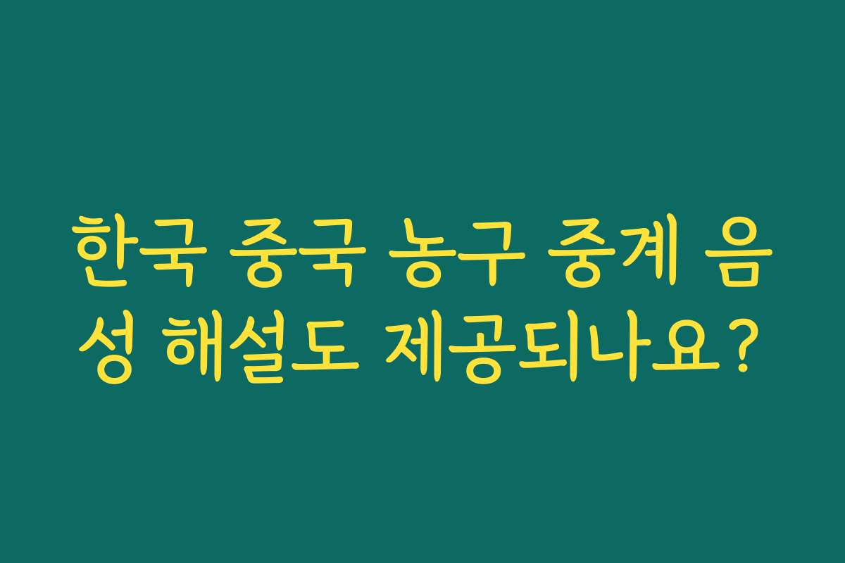 한국 중국 농구 중계 음성 해설도 제공되나요?