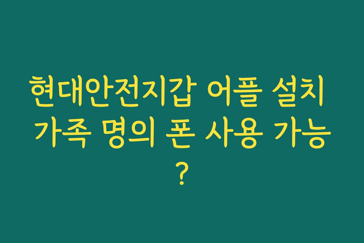 현대안전지갑 어플 설치 가족 명의 폰 사용 가능?
