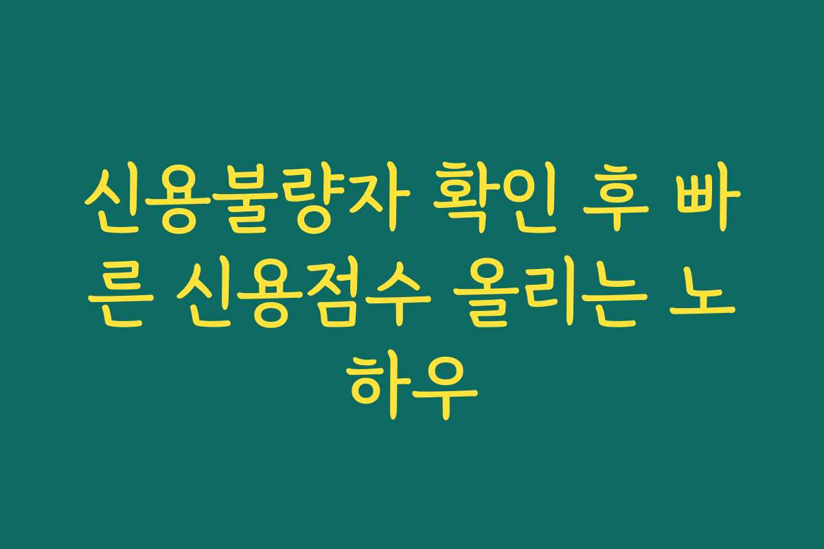 신용불량자 확인 후 빠른 신용점수 올리는 노하우