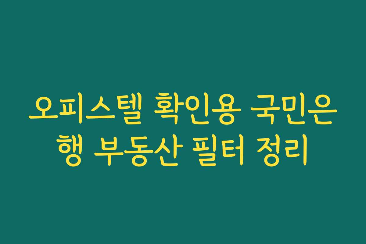 오피스텔 확인용 국민은행 부동산 필터 정리