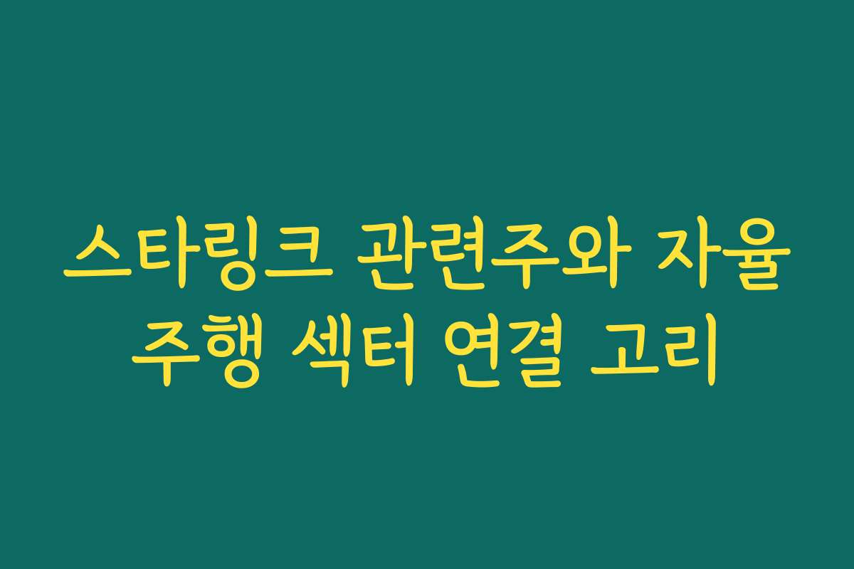 스타링크 관련주와 자율주행 섹터 연결 고리