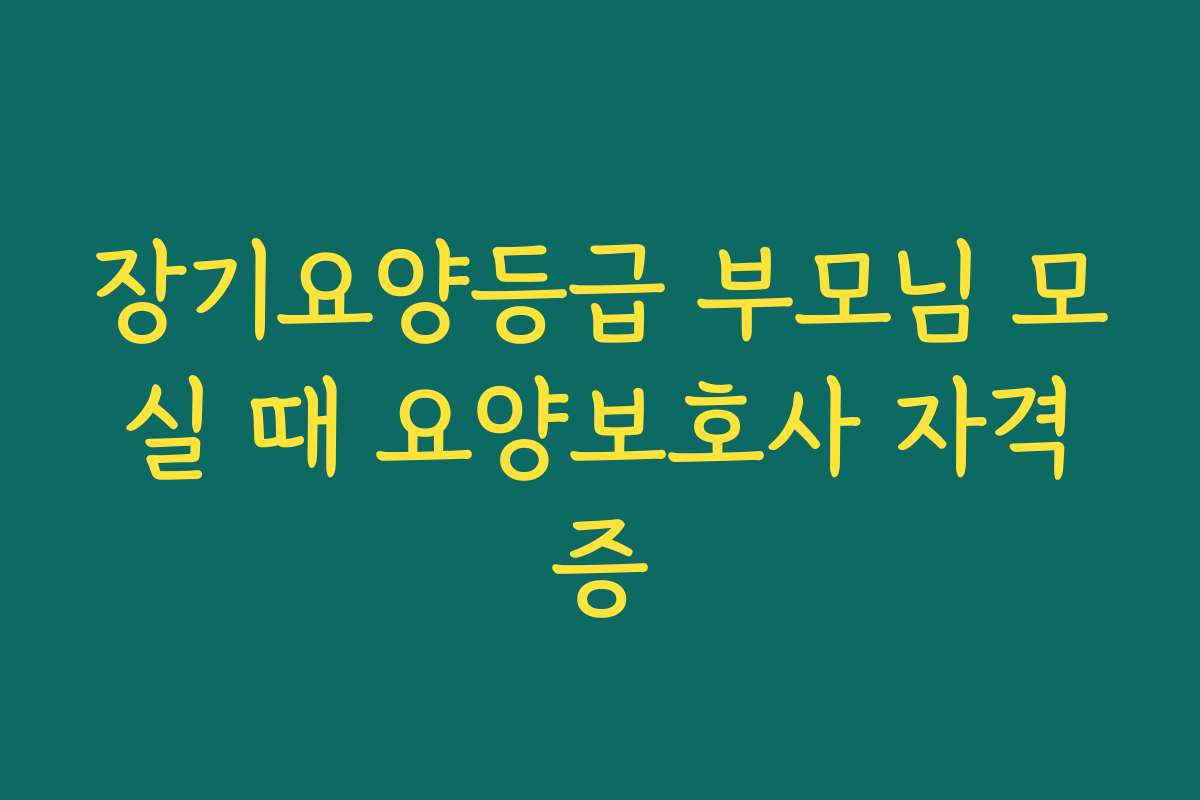장기요양등급 부모님 모실 때 요양보호사 자격증
