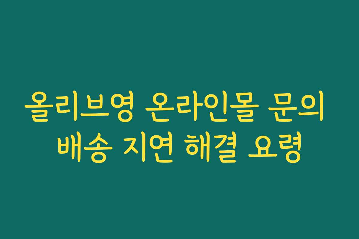올리브영 온라인몰 문의 배송 지연 해결 요령