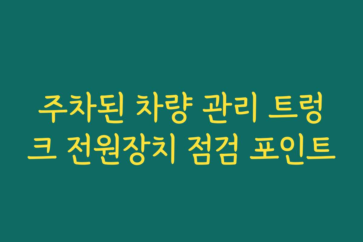 주차된 차량 관리 트렁크 전원장치 점검 포인트 주차된 차량 관리 트렁크 전원장치 점검 포인트