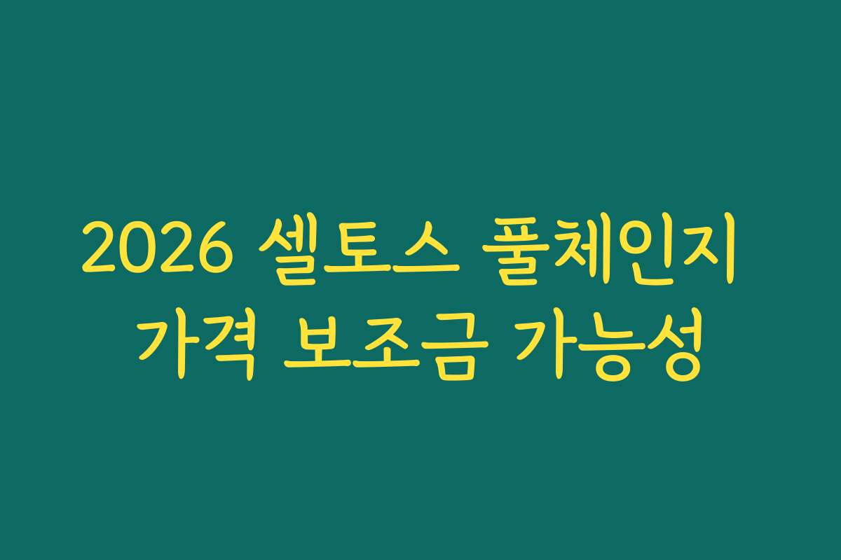 2026 셀토스 풀체인지 가격 보조금 가능성