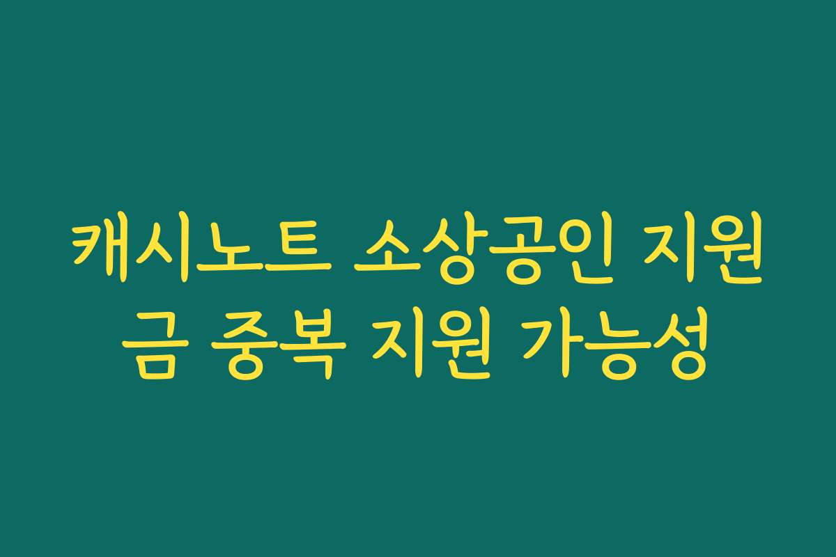 캐시노트 소상공인 지원금 중복 지원 가능성