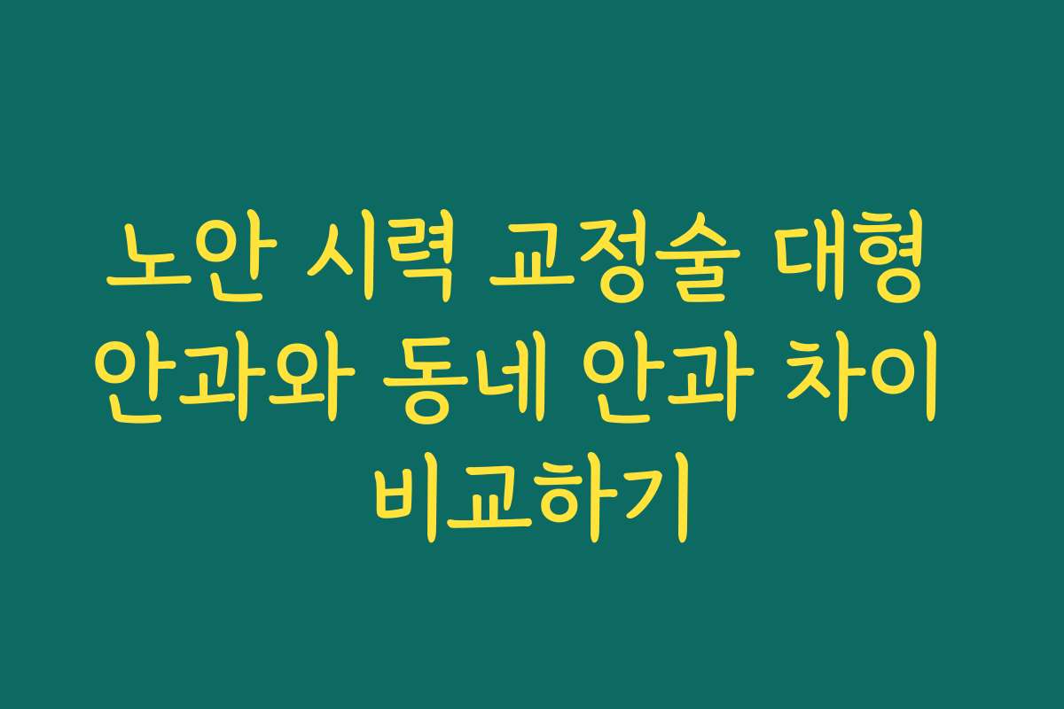 노안 시력 교정술 대형 안과와 동네 안과 차이 비교하기 노안 시력 교정술 대형 안과와 동네 안과 차이 비교하기