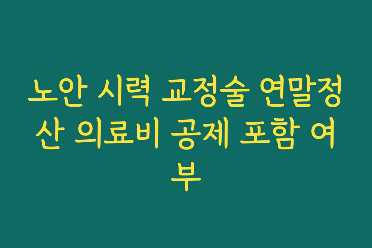 노안 시력 교정술 연말정산 의료비 공제 포함 여부