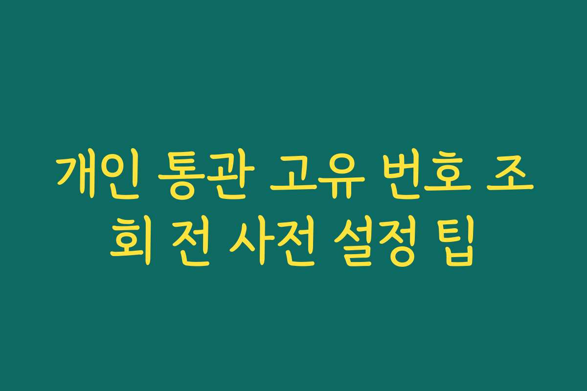 개인 통관 고유 번호 조회 전 사전 설정 팁