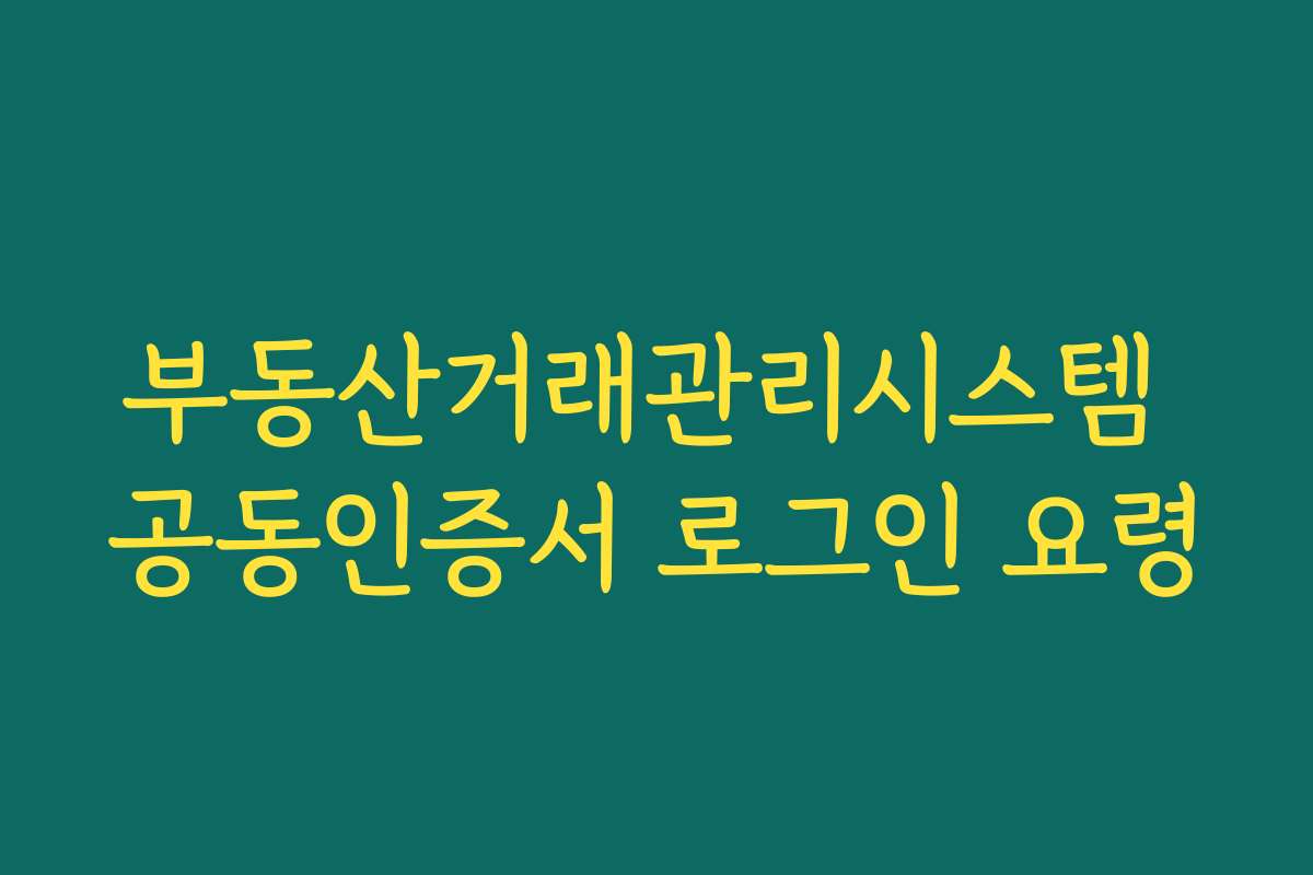 부동산거래관리시스템 공동인증서 로그인 요령