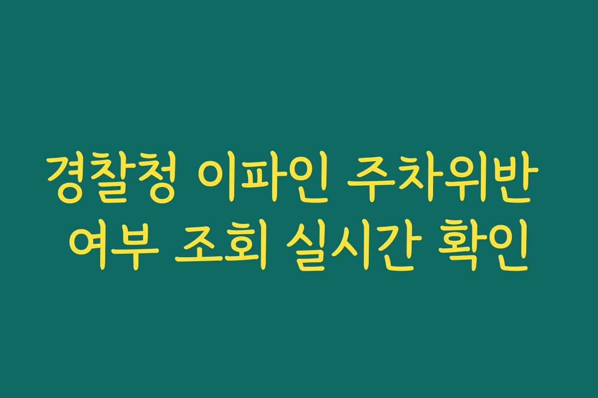 경찰청 이파인 주차위반 여부 조회 실시간 확인