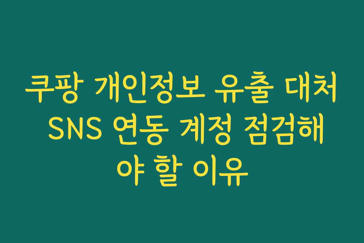 쿠팡 개인정보 유출 대처 SNS 연동 계정 점검해야 할 이유