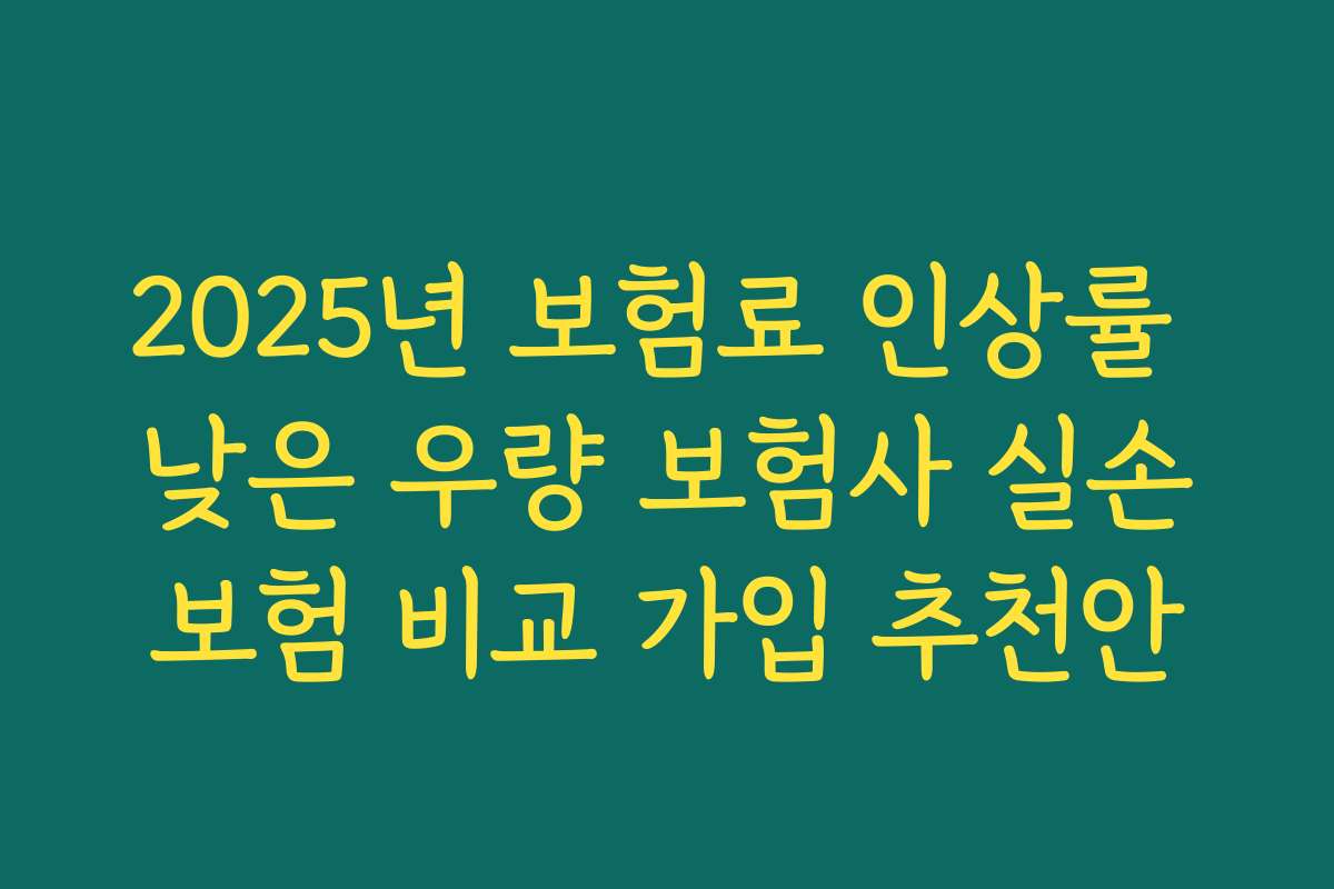 2025년 보험료 인상률 낮은 우량 보험사 실손보험 비교 가입 추천안