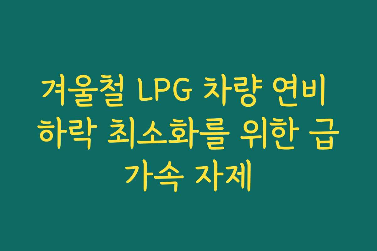 겨울철 LPG 차량 연비 하락 최소화를 위한 급가속 자제